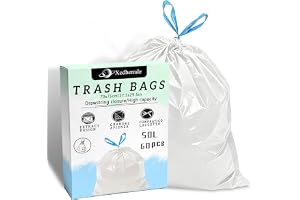 Xcdhemde® 60 Soppåsar 50 Liter med Dragsko | Mått: B 70 x H 75 cm, Multipack: 6 Rullar x 10 Påse, Rivtåliga & Läckagesäkra, för Sovrum, Badrum, Vardagsrum, Kontor
