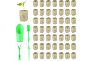 YOEYANG 50 pcs,Cubi Di Lana Di Roccia,Giardinaggio Lana Di Roccia,Roccia Lana Cubi ,Tappo In Lana Di Roccia Cilindrico,Con 4 Pezzi Di Attrezzi Per Il Trapianto Di Piantine,Per La Coltivazione Di Piantine (50)