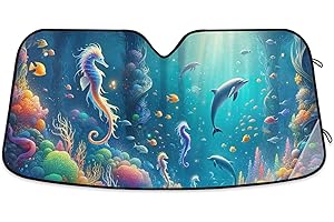 ODAWA Car Windshield Sunshade Sea World Sun Shield 55""X27.6"" Blocks UV Rays and Keeps Vehicle Cool