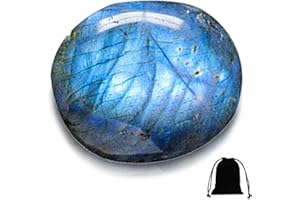 TIAMARAEON Labradorite Healing Stones Thumb Worry Stone Pocket Palm Stone Natural Healing Pocket Stone for Anxiety Relieve Energy Reiki Meditation Healing Crystals(Blue)