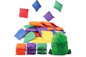 VYKOR 36 Pieces Bean Bags Kids Throwing Cornhole Bean Bags Nylon Sack Tossing Sports Outdoor Family Games Carnival Toy Party Game Bean Bag Toss Game for Boy Girl Adults（10cm）