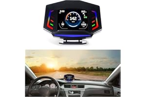 iKiKin Upgrade HUD Cars Heads Up Display OBD2-Modus, Neigungsmesser und GPS 3-in-1-Smart-Tachometer-Kilometerzähler mit 11 Arten von Display-Schnittstelle und RBG-Farbwechsellicht für alle Autos