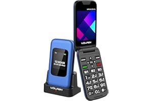 Volfen Orion Dual - Teléfono móvil de Tapa para Personas Mayores de Doble Pantalla, Botones y Teclas Grandes, fácil de Usar, USB-C, 3 memorias directas, Base de Carga (Azul)