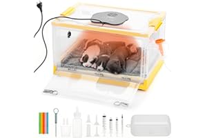 TURBRO 55L Puppy Kitten Incubator with Precise Heating and Blower Control, Multifunctional LED Panel, Temperature and Humidity Monitoring