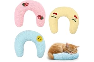 RQcMid Baldrian Katze Katzenminze Kissen, 3er Set Haustierkissen mit Baldrian für Katzen, Kuschelkissen für Katzen in Blau, Rosa und Gelb, Weiches Katzenkissen Baldrian