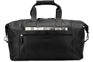 LEABAGS Dubai Reisetasche l Weekender l Reise Handgepäck l Bordgepäck l Kabinengröße l Cabin Size aus echtem Büffelleder l Vintage Look l Onyx Black l 49x25x27 cm