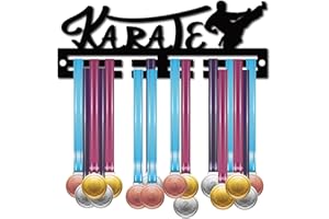 CREATCABIN Acrylique Porte-Médaille Karaté Porte-Médaille Présentoir Mural Cintre Suspendu pour la Maison Badge 2 Ligne Athlètes Médaillé Courir Football Gymnastique Plus de 20 Médailles