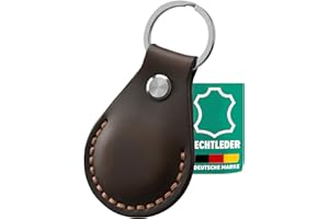 AirGear® Airtag Schlüsselanhänger LEDER ECHT, Anhänger aus Echtem Leder, Hülle aus Echtleder, kompatibel mit Apple Airtag (Coffee Brown)