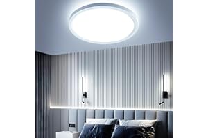 OTREN Plafoniera LED Soffitto, 18W 6500K Lampada da Soffitto IP44 Plafoniera Bagno Rotonda Ø21.8CM Lampadario LED per Soggiorno Camera da Letto Cucina Balcone Corridoio, Bianco Freddo