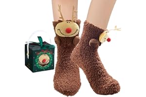 BINXWA Kuschelsocken Damen Geschenk für Frauen, Weihnachtssocken Weihnachtsgeschenke für Frauen, Weihnachtsbaum Antirutschsocken damen, Flauschige socken mit Geschenk Box