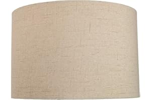 Contemporary and Sleek 12 Inch Taupe Linen Fabric Drum Lamp Shade 60w Maximum | 30cm Diameter | for Table Lamp or Pendant by Happy Homewares