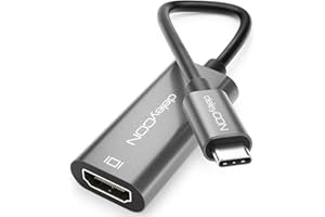 deleyCON 4K USB C do HDMI Adapter z Aluminium - 4K@60Hz 2K@165Hz 144Hz 120Hz HDR Thunderbolt 3/4 Konwerter Kompatybilny z Galaxy S25 S24 iPhone iPad MacBook Tablet Laptop Telefon Monitor