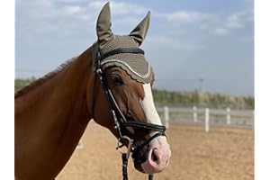Tgw Riding Bonnet anti-mouche, oreilles de mouche, protection contre les mouches, cache-oreilles de cheval Bonnet, Horse Fly Bonnet, Horse Fly Veil (Full, Hunter Green)
