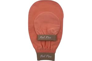 Feel Fine Set de Guantes Exfoliantes - Guante Hammam de Seda 100% de Origen Vegetal para Hombres y Mujeres | Exfoliante Turco Hecho a Mano para Ducha, Baño y Sauna (rosa & feel fine)