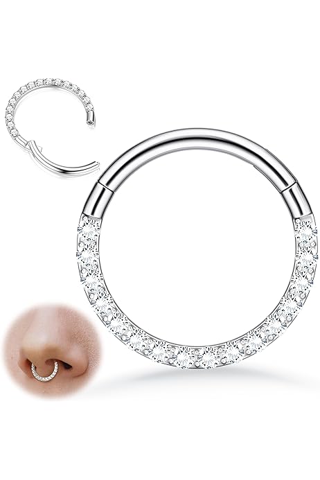 Piercing Al Naso In Acciaio Doppio Cerchio Setto Anello Orecchino Da Donna Uomo - Foto 4