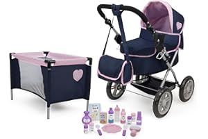 509 Crew Doll Stroller Pram 18 Piece Combo Value Play Set, Ages 3+