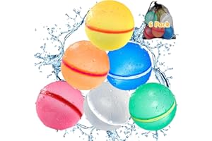 OWZ Wasserbomben Wiederverwendbar Wasserballons - 6 Stück Silikon Reusable Water Balloons mit Mesh Tasche - Wiederbefüllbare Wasserbomben Magnet - Wasserbälle Magnetisch Wasserballons für Kinder