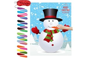 Funnlot Christmas Party Games Christmas Eve Games Pin the Nose on the Snowman for Chrismtas Kids Chrismtas Box Fillers Christmas Party Games for Families Xmas Eve Box Fillers for Kids Snowman Pin Game