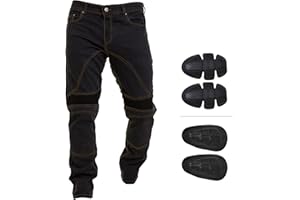 Juicy Trendz Men’s Motorcycle Jeans – Motorbike Riding Pants, Stretch Denim Biker Jeans with Removable Pads, Knee & Hip Protectors Safety Jeans for Men