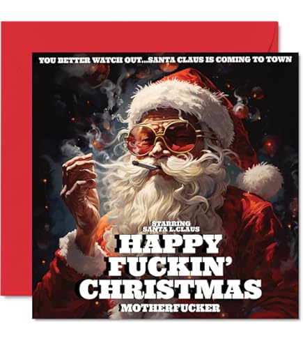 PC569 Even Santa Thinks You're A Dick Funny Christmas Card For Friend Coworker Boyfriend