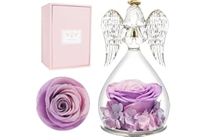 Miofula Preserved Real Rose for Womens, Forever Rose in Glass Angel Birthday Gifts for Mum Women Wife, Eternal Rose Gifts for Her on Christmas, Anniversary, Valentine's Day, Mother's Day