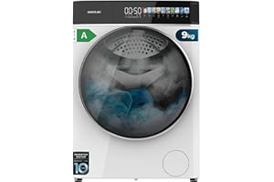 Cecotec Lave-linge 9Kg Chargement Frontal Bolero DressCode 9900 Autodose Inverter FullColor A, 1400 rpm, Écran FullColor 10,3", 16 programmes, Moteur Inverter Plus, SteamMax, Classe A, Blanc