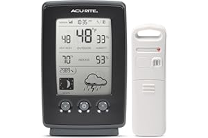 AcuRite Digital Weather Forecaster with Indoor/Outdoor Temperature, Humidity, and Moon Phase (00829), Black