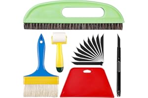 GOMETY Set di 15 strumenti per tappezzeria, carta da parati, con spazzola per tappezzeria, raschietto per carta da parati e utensili da taglio, kit per appendere carta da parati per contatto adesivo,