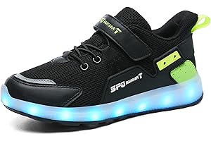 Voovix Kids LED Light up Shoes Low Top USB Charging Flashing Sneakers Unisex Child Shiny Trainers for Boys and Girls