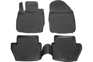 J&J AUTOMOTIVE | Tapis De Sol en Caoutchouc TPE Toutes Saisones pour Fiesta 7 2008-2017 Système de Fixation Bord Haut Noir Antidérapant Toutes Saisons