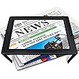 OBOVO 5X Magnifying Glass for Reading, Large and Lightweight Magnifier with 50 Ultra-Bright LED Lights Provide Full-Page Viewing Area Evenly Lit, Perfect for Low Vision Person and Seniors