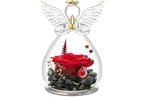 ‎QINQINXIN Qinqinxin Geschenke Mama Rose im Glas Engelsfigur, Handgefertigte Ewige Rose Geschenk für Mama Oma, Engel Rose Valentinstag Muttertag Geburtstag Hochzeitstag für Mama Oma