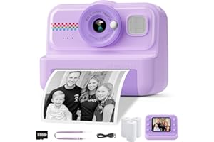 HiMont Camara Fotos Infantil Instantanea, HD/1080P Cámara Instantánea para Niños con Tarjeta de 32G y Papel de Impresión, Camara Fotos Infantil Divertidos Regalos de Juguete para Niños de 3 a 12 Años