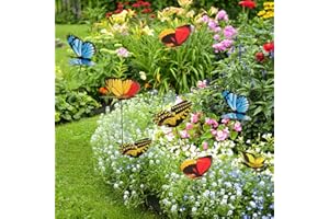 Dawwoti 50pcs Garden Butterflies Stakes Colourful Garden Ornaments Multicolour for Outdoor Plant Yard Patio Party Halloween Christmas Decorations