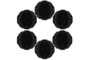YUYWWAN 6 Piezas Pompones, 7cm PompóN de Piel SintéTica, Redondo Pompone de Colores, Esponjoso Pompomes Decorar para Sombreros Llaveros Bufandas árbol de Navidad DIY Pompome Accesorios 3 Color (Negro)
