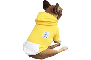 iChoue French Bulldog Frenchie Clothes Hoodies For Dogs Pug English Boston Terrier Bully Pitbull Corgi Sweatshirt Sweater Clothing - Yellow/Large