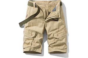 Btmpmcs Pantaloncini Cargo Classico da Uomo Vintage Shorts Elastici Pantaloni Corti da Lavoro Bermuda Casual Sportivi Pantalone Estivi Multi Tasche Pantaloncino in Cotone Senza Cintura