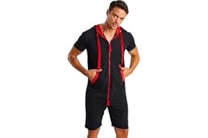 Björn Swensen Jumpsuit Men's Short Summer Cotton Jogging Bottoms Short Trousers Jumpsuit Onesie Men's T-Shirt Hood Summer Jumpsuit Pyjamas Jogging Suit