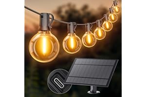 ‎EHAHO Ehaho Lichterkette Außen Solar | 7.6M Solar Lichterkette Outdoor mit IP65 Wasserdicht | 20+3 LED G40 Solar Lichterkette mit 4 Modus | 2700K Warmweiß ist geeignet für Balkon Garten Party Terrasse Hof
