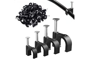 HMSENG 400PCS Round Cable Wall Clips, 4 Sizes（4mm 6mm 8mm 10mm) Cable Nail Clips, for Organizing Ethernet, USB Cable, Phone Line and TV Line-Black