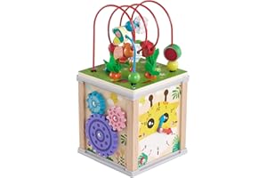 Warmiehomy Wooden Activity Cube Baby Montessori Toys, 10-in-1 Wooden Learning Educational Toys for 1 Years Old Boys Girls Birthday Gifts, Shape Sorter Stacking Sorting Toys