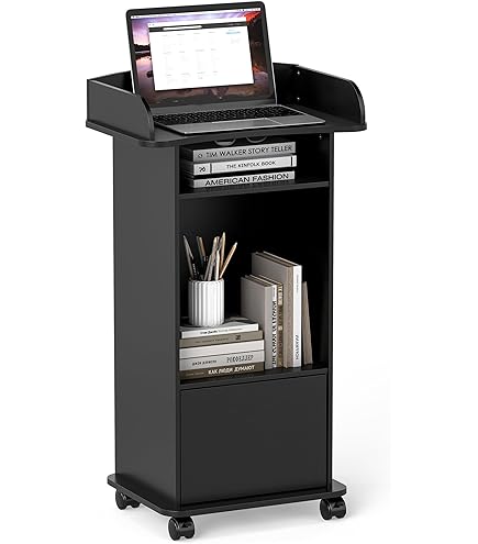 Tragbares Rednerpult Holz | 108x45x60cm | Mit Ablagefächern | Für Kirche, Schule & Hotel