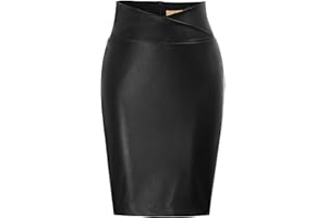 GRACE KARIN Women PU Skirt Faux Leather Wrap Waist Slim Midi Bodycon Work Casual Prom Skirt
