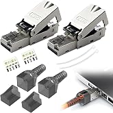 Yatrosynth 2 Pieces Cat 7 Ethernet Connector, Tool-Free RJ45 Network Connector 10Gbps, Shielded Plug, for Cat7/Cat6a/Cat6 Net