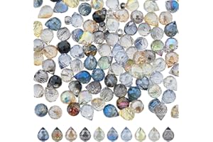 Hobbspring 100Pcs Colorful Glass Beads 10 Colors Teardrop Beads Electroplated Transparent Glass Bead Bulk Crystal Faceted Spacer Beads for Bracelet Necklace Jewelry Making