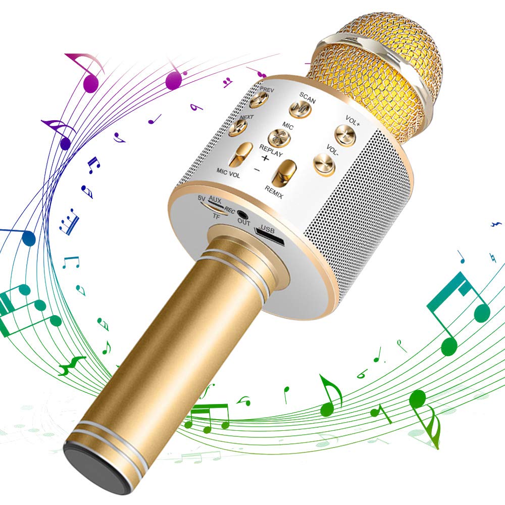 DAMIGRAM Microfono Wireless Karaoke Bluetooth Microfono con Altoparlante, 4.1 Handless Portatile KTV Karaoke Player per…