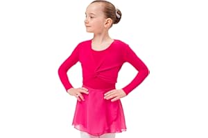 tanzmuster Top Corto da Danza Classica 'Mia' con Maniche Lunghe per Bambini in Rosa, Celeste, Bianco, Nero, Viola e Fucsia