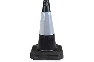 Street Solutions UK - 500mm High Black Traffic Safety Street Cone Reflective Sleeve Suitable for Highways Heavy Duty Weighted Base Black Safety Cone Pedestrian Separator