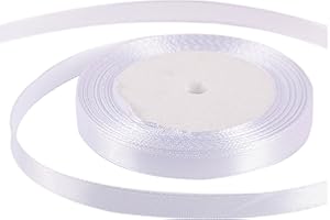 ZSYIULIA White Satin Ribbon - 25M, 10mm Thick for Gift Wrapping, Crafting, Hair Bows, Christmas, Wedding, Party, Balloons, Cars