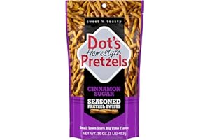DOT'S HOMESTYLE PRETZELS Dot's Bretzels Cinnamon Sugar Spiced Pretzel Twists, Healthy Kids Snacks, 16 oz, Food Size